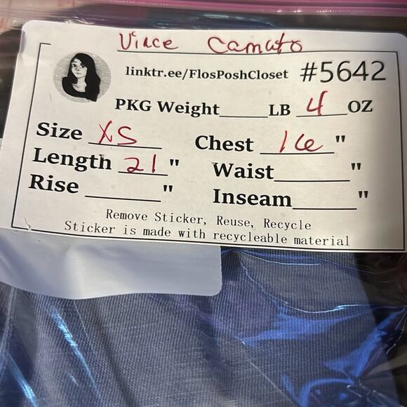 Vince Camuto Blue Heathered Studded V-Neck Pullover T-Shirt XS - Picture 8 of 8